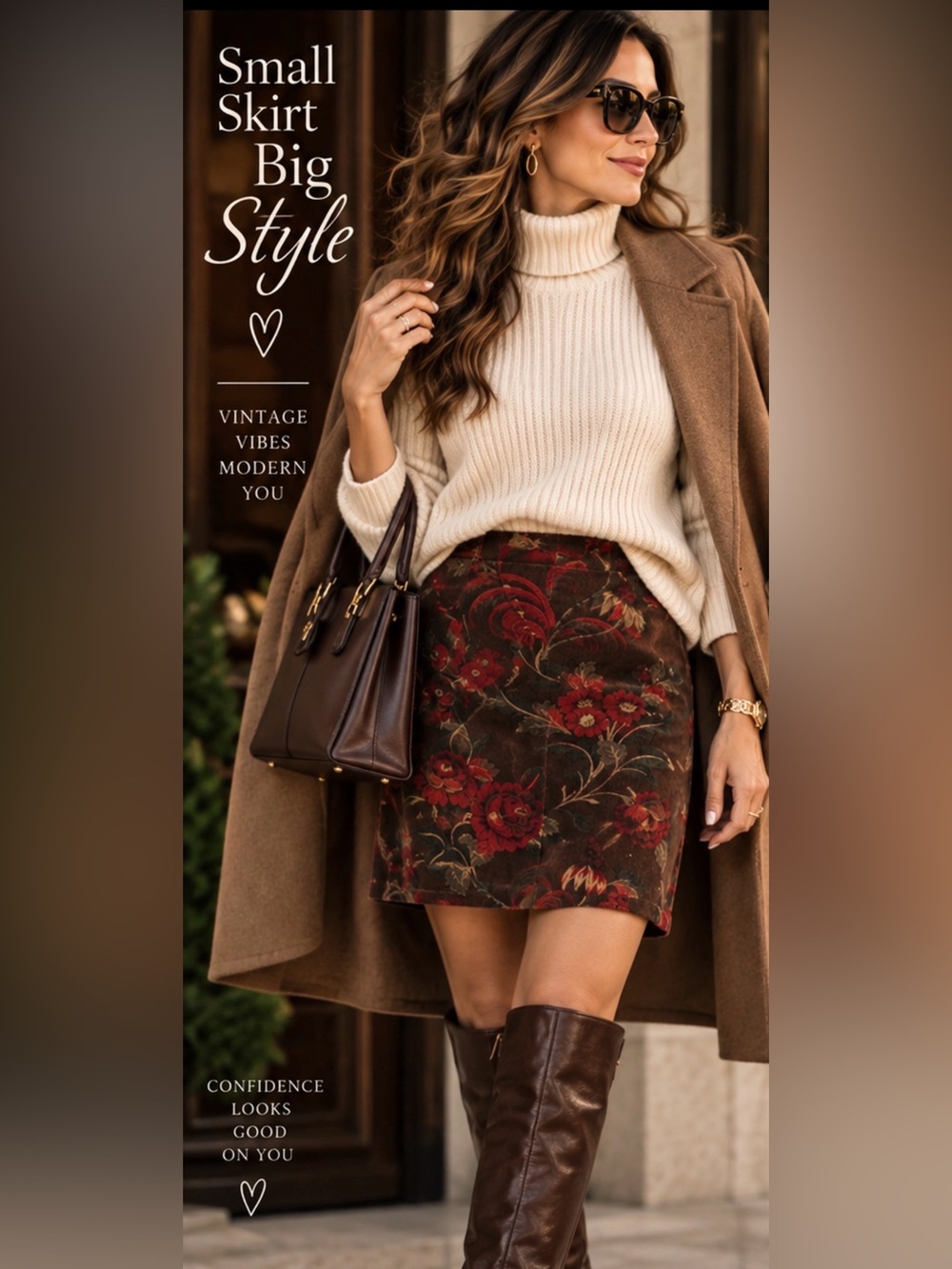 Ann Taylor Brown Floral Corduroy Mini Skirt Size 10